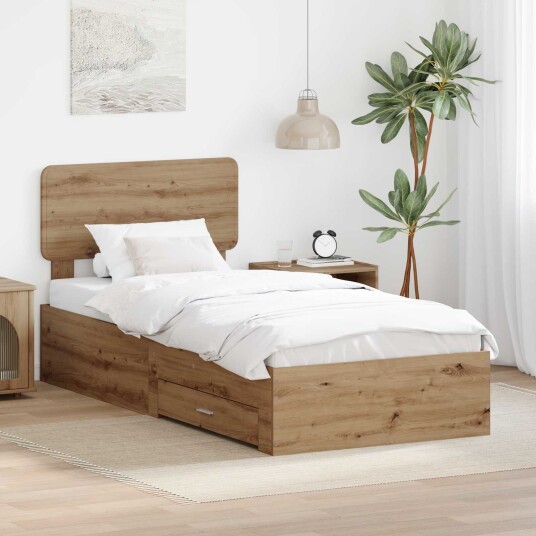 Sengestamme med skuff Artisan Eik 90 x 190 cm Konstruert tre