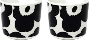 Marimekko Oiva/Unikko Kaffekopper 2-Pakning Svart-Hvit