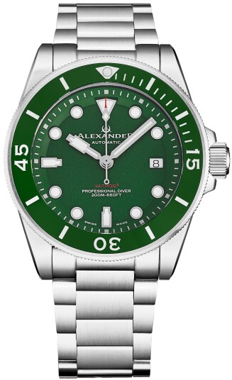 Alexander Herreklokke A520 04 Vathos Grønn/Stål Ø42 mm