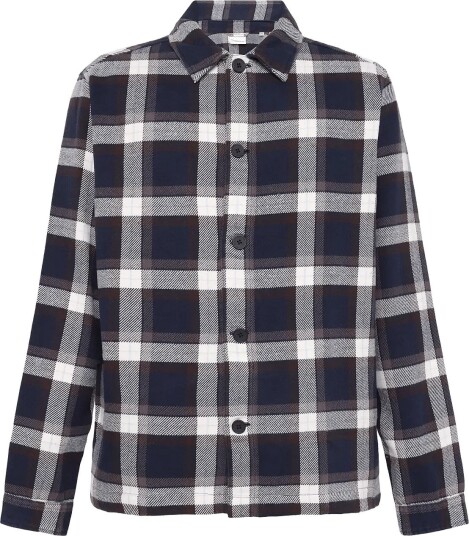 Knowledge Cotton Apparel Flannel Check Overshirt NAVY S Knowledge Cotton Apparel Flannel Check Overshirt NAVY S