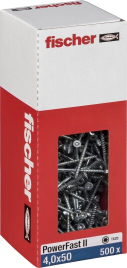 Fischer Treskrue PowerFast II Galvanisert TX (4,0 × 50 mm) 500 Stk.