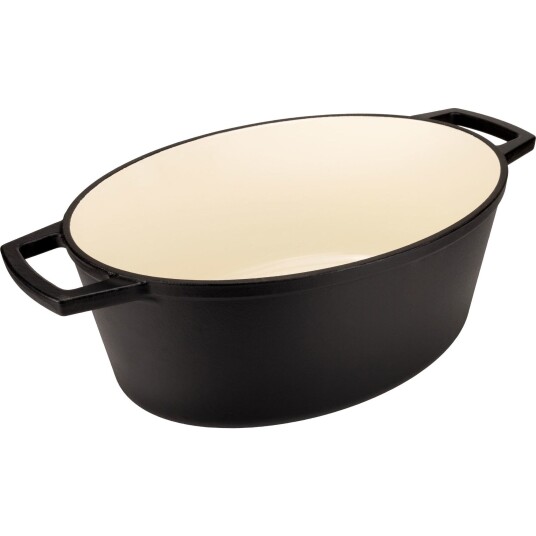 Oval støpejernsgryte 34 cm svart