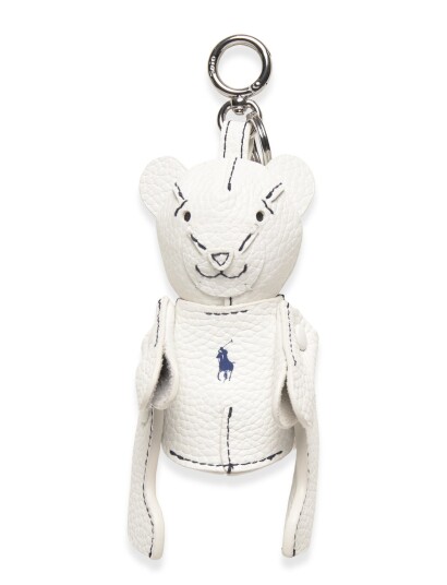 Polo Ralph Lauren Polo Bear Leather Bag Charm   White   ONE SIZE