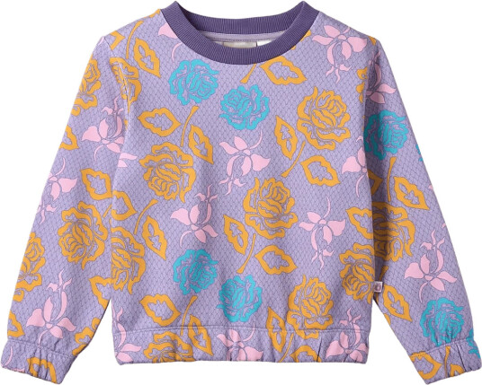 Småfolk Yapeen Sweatshirt With Roses Purple 92 98