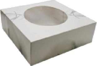 Kageæske Hængslet Låg S Line L330xb330xh115mm Pap Med Rude I Pla Og Åben Front,80 Stk/Krt
