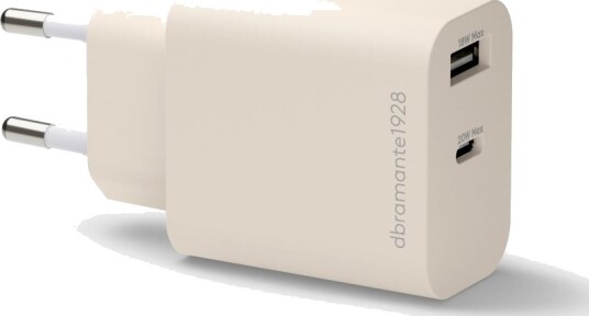 Dbramante1928 Re-Charge - Strømadapter - 20 Watt - 2 Utgangskontakter (Usb-C, Usb) - Beige - Europa