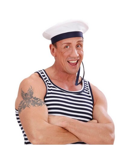 Widmann Sailor/Marinehatt i Hvit med Blå Kant og Bånd