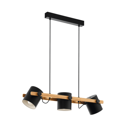 HORNWOOD PENDEL SORT/TRE 3x60W E27