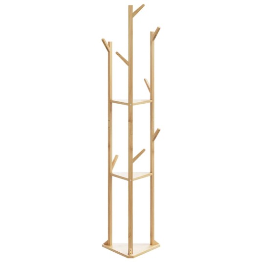  Klesstativ med kroker og hyller 39x33x166 cm bambus 8721102643002