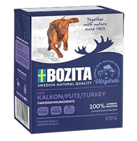 Bozita Naturals Kalkun Våtfôr til Hund 6x370 g - Biter i Gelé