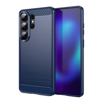 Samsung Galaxy S26 Ultra Børstet TPU deksel   karbonfiber Blå