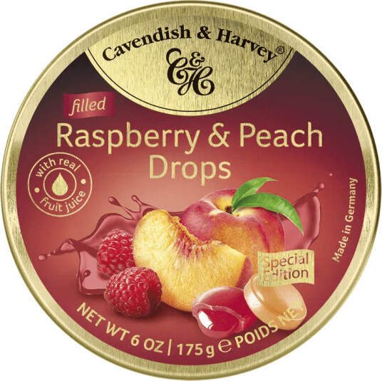 Cavendish & Harvey Raspberry Peach Drops 175g Cavendish & Harvey Raspberry Peach Drops 175g