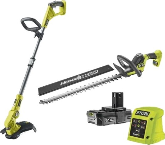 Ryobi RY18LT18HTA 120 Hagesett inkl. gresstrimmer og hekksaks 18V 2.0 Ah