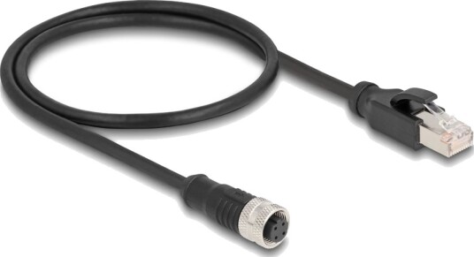 Delock - Nettverkskabel - 4-Pins M12 (Hunn) Til Rj-45 (Hann) - 50 Cm - 5 Mm - S/Ftp - Cat 5E - Uten Hindringer - Svart