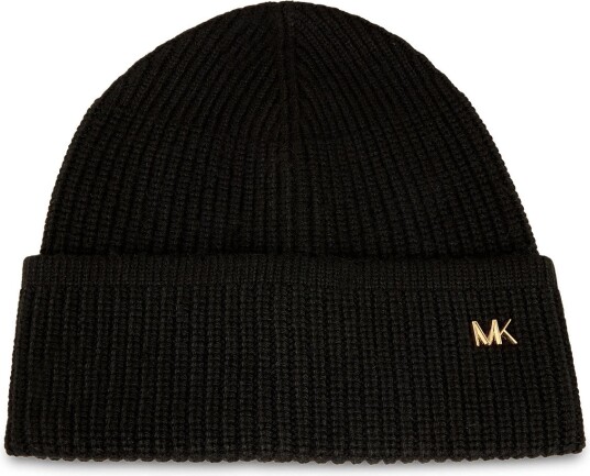 Michael Kors Accessories Beveled Mk Rib Cuff Hat - BLACK - One Size