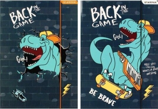 Starpak Mappe Med Strikk A4 Skate Dino