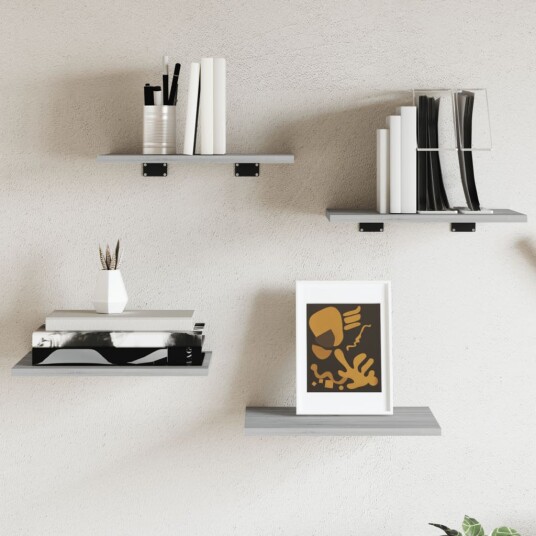 Vegghyller 4 stk grå sonoma 40x30x1,5 cm konstruert tre 8721012209176