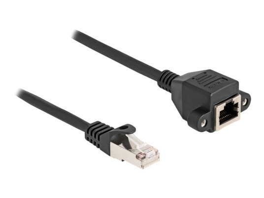 Delock - Nettverksforlengelseskabel - Rj-50 (Hann) Til Rj-50 (Hunn) - 25 Cm - S/Ftp - Uten Hindringer - Svart