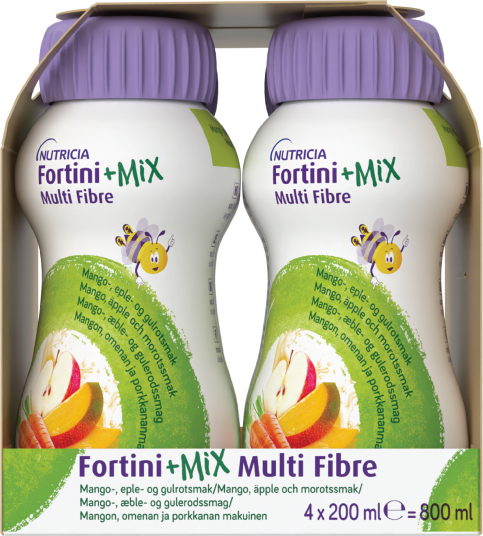 Fortini +Mix Multi Fibre Næringsdrikk Mango eple og gulrot 4x200 ml Fortini +Mix Multi Fibre Næringsdrikk Mango eple og gulrot 4x200 ml
