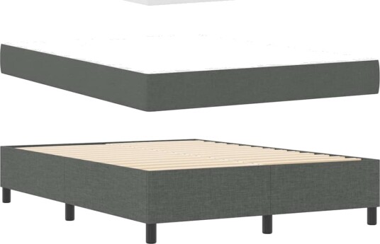  Box Spring Seng med Madrass Mørkegrå 140x200 cm Stoff