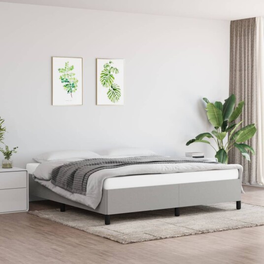 vidaXL Sengeramme lysegrå 180x200 cm 6FT Super King stoff vidaXL Sengeramme lysegrå 180x200 cm 6FT Super King stoff