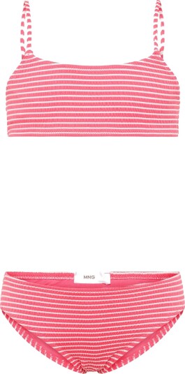 Mango Striped Textured Bikini Pink 13 14