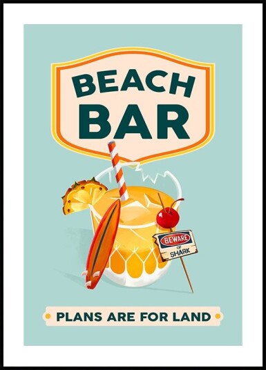 Beach Bar Summer Tropical Cocktail Bar Art Plakat Plakat / 40x50cm