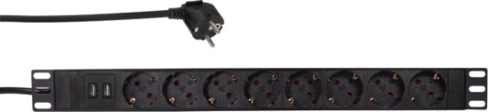 LogiLink Strømfordeler 1U 8 Uttak Type F Sort