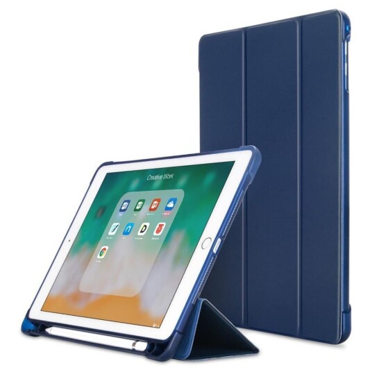 INCOVER iPad 9.7 (2018-2017) / iPad Air / iPad Air 2 Tri-Fold Flip Deksel m. Fleksibel Bakside - Mørkeblå