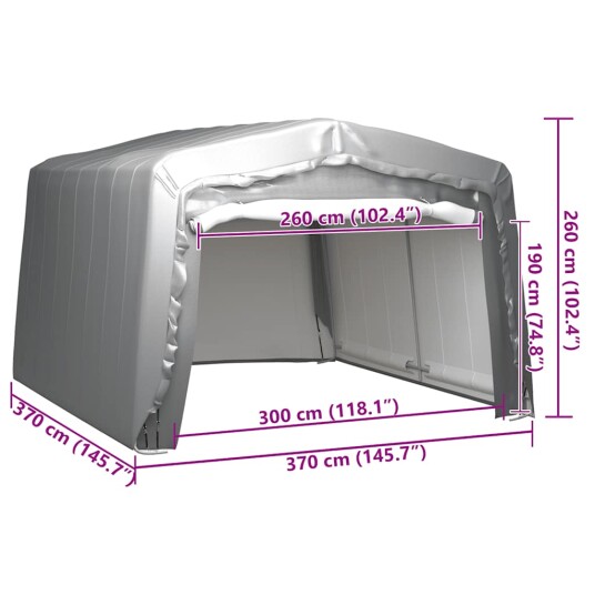 vidaXL Oppbevaringstelt 370x370 cm stål grå