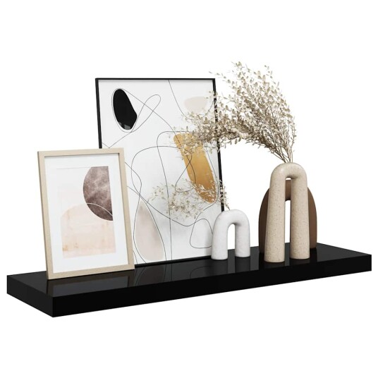 vidaXL Flytende vegghylle h?yglans svart 80x23,5x3,8 cm MDF