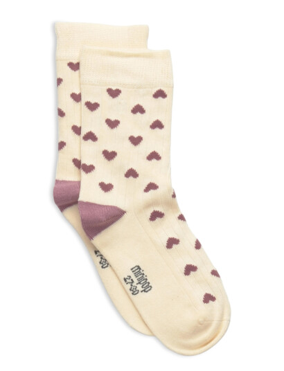 minipop Minipop® Bamboo Heart Socks - Cream - 19/22