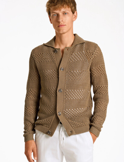 Lindbergh Crochet Cardigan - Brown - M