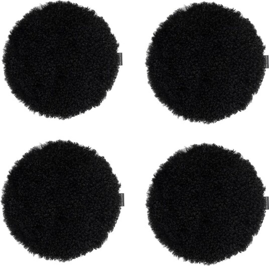 Skinnwille Sittepute rund Curly 4 pakning Svart