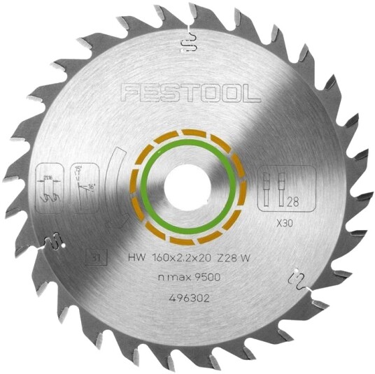 Festool 496302 Sagblad for tre - 160mm, 28T (passer TS 55/TSC 55)