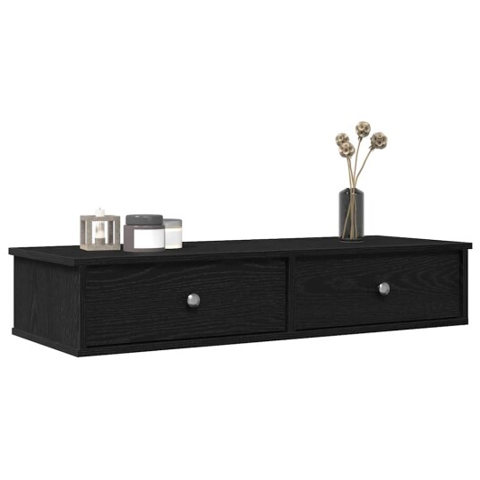  Vegghylle med skuffer svart 100x37,5x19 cm konstruert tre 8721158649911