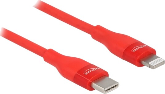 Delock Lightning-Kabel 24 Pin Usb-C Hann Til Lightning Hann 50 Cm Rød Power Delivery-Støtte
