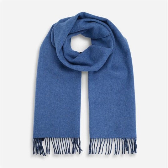 Joshua Ellis Plain Reversible Cashmere Blend Scarf Navy-Ligth Blue