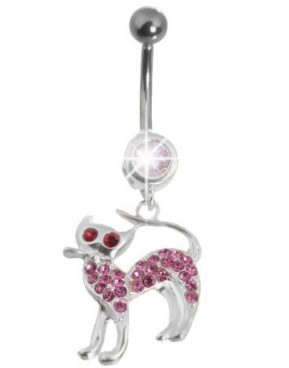 Utgått Evil Kitten Pink Navlepiercing i Ekte Sølv