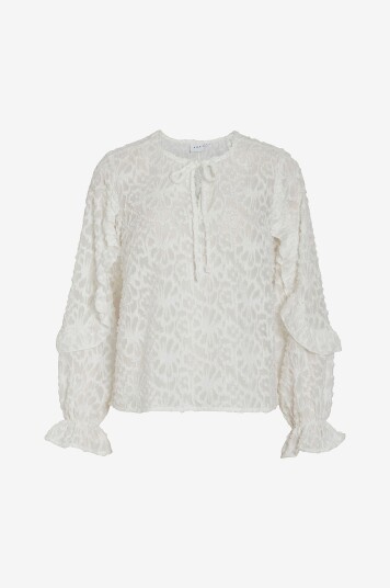 Vila Bluse viAwi L/S Ruffle Top Hvit