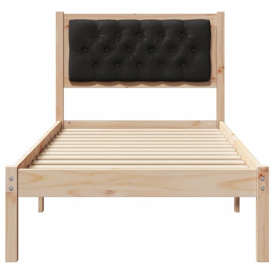 Sengestamme med hodegjerde Svart 75 x 190 cm Massiv furu Sengestamme med hodegjerde Svart 75 x 190 cm Massiv furu