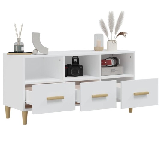 vidaXL TV-benk hvit 102x36x50 cm konstruert tre