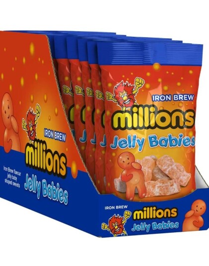10 stk Poser med Millions Jelly Babies med Smak av Iron Brew 1,8 kg