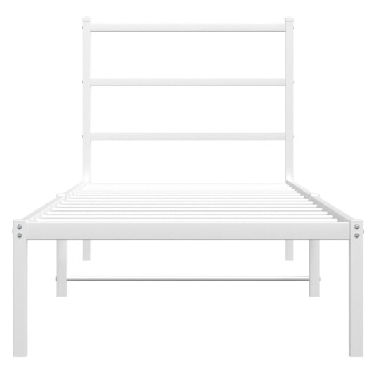 vidaXL Sengeramme i metall med hodegavl hvit 75x190 cm 8721012303010