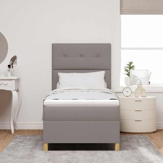 Box Spring Seng med Madrass Taupe 100x200 cm Stoff 3339599