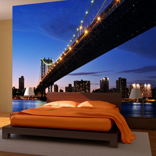 Fototapet Manhattan Bridge Illuminated At Night 250x193 - Artgeist sp. z o. o.