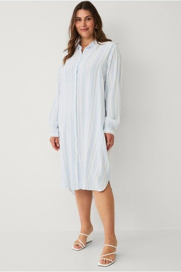 KAFFE Curve - Skjortekjole kcMille Shirt Dress - Blå