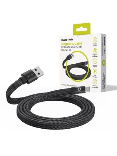 Mobile Origin Magnetic Flat Patented Original Cable USB-A to USB-C - 1m - Black Mobile Origin Magnetic Flat Patented Original Cable USB-A to USB-C - 1m - Black