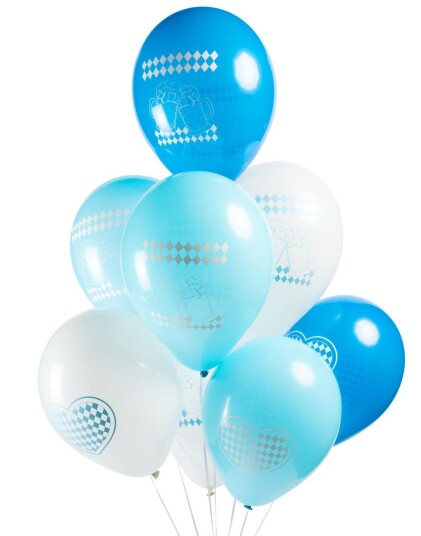 8 stk 30 cm Hvite og Blå Oktoberfest Ballonger med Motiv