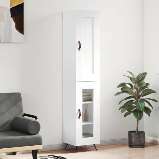 vidaXL Highboard hvit 34,5x34x180 cm konstruert tre 8720845497835